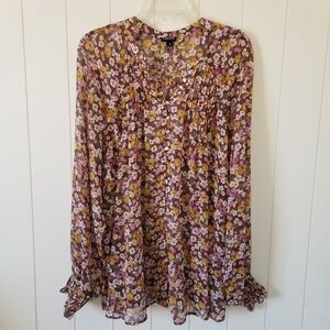 Torrid Floral Sheer Button Up Top Size 3X Plus Size Boho